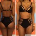 Bikini Set for Women,Women's Push-up Halter Bandage Ruched Swimsuit High Waisted Bra Bottoms Bathing Swimwear Yamally Black B07PK8KMQG